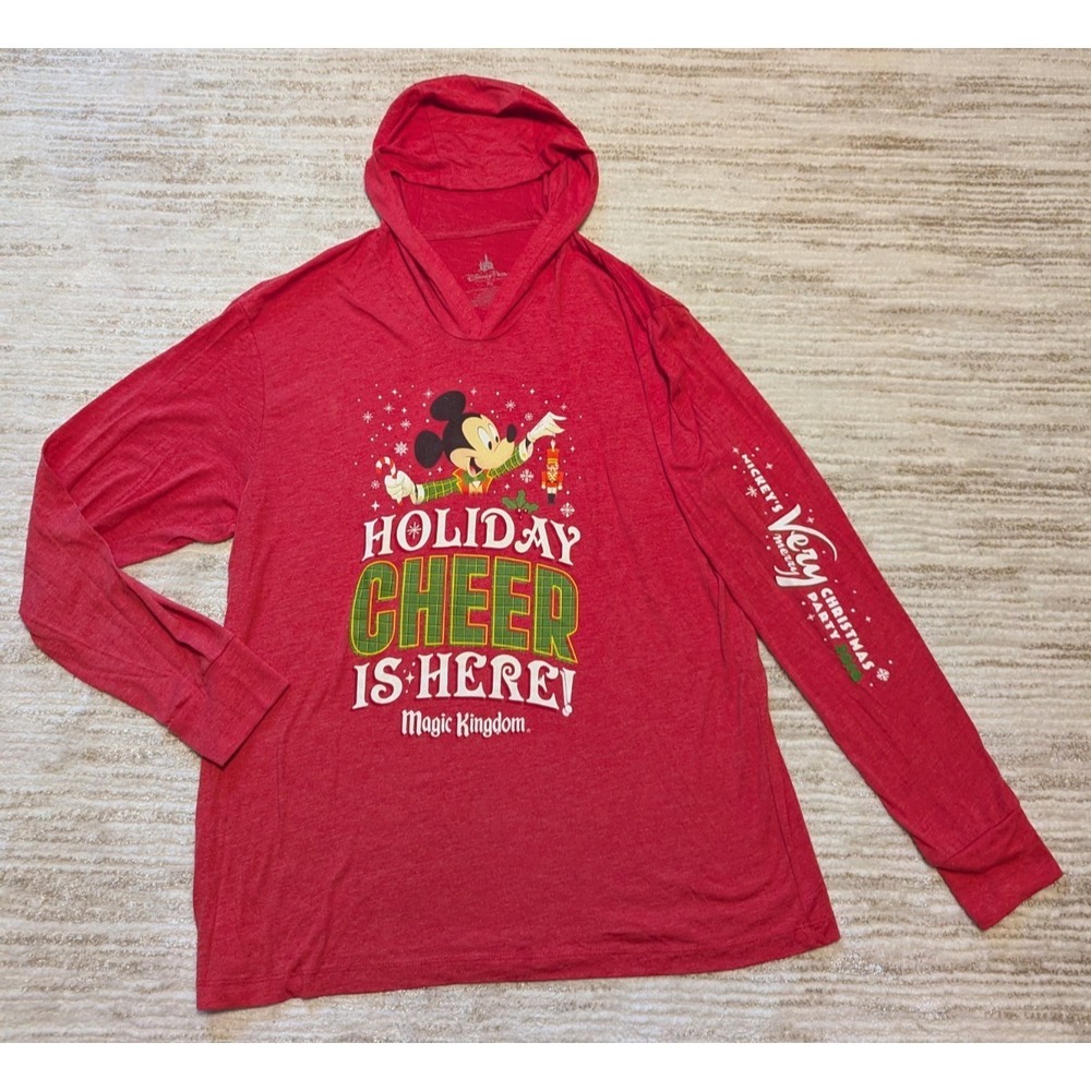 Disney Parks Mickeys Very Merry Christmas Party Hooded T Shirt 2018 Sz XL MVMCP